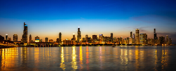 Wall Mural - Chicago at sunset, Illinois