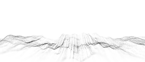 Fototapete - Technology white wave. Big data visualization. Analytics representation. Digital background. 3d rendering.