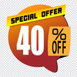 40 percent discount sign icon. Sale symbol. Special offer label

