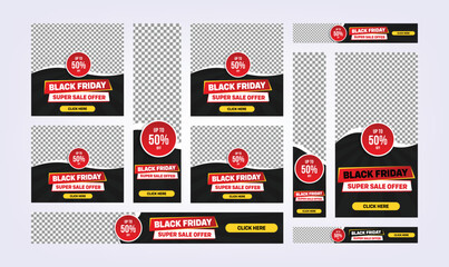 google ads banner set for black friday promotion and offer.black friday discount, sale, offer gdn ba