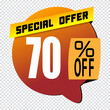 70 percent discount sign icon. Sale symbol. Special offer label