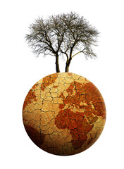parched planet earth isolated , png. global warming or change climate concept. environmental problem