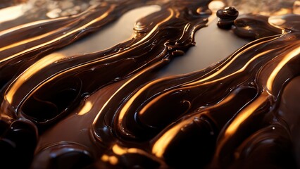 Wall Mural - Background of flowing chocolate in 3d style
