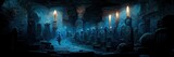 Fototapeta Perspektywa 3d - Scary endless medieval catacombs with torches. Mystical nightmare. 3D Rendering. Digital Painting