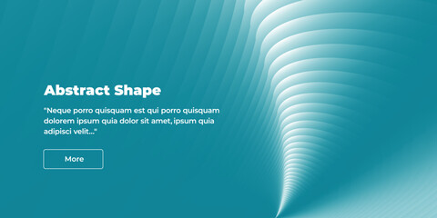 Poster - Beautiful abstract wide web banner, wallpaper or screen for websites in the form of a pattern of white rounded lines that are on top of each other on a gradient blue background. On the left there is