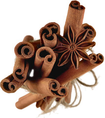 Poster - Cinnamon sticks and stars anise over white background