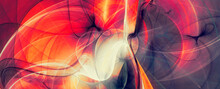 Abstract Flame Wave Background. Red And Grey Color Banner. Fractal Artwork For Creative Graphic Design