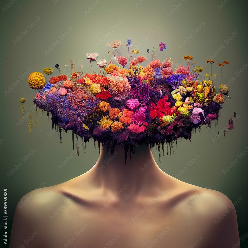 Ai generated human body with floral design Stock Illustration | Adobe Stock