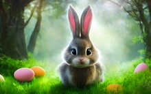 Super Cute Easter Bunny In Magical Light