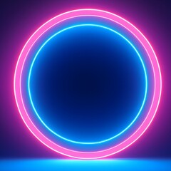 Wall Mural - 3d render, neon light, round frame, blank space for text, ultraviolet spectrum, ring symbol, halo, isolated on blank background