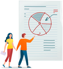 Poster - People analyzing chart, doing data analysis. Business data researching. Increase sales and skills. Analytics team monitoring investment result. Finance report graph. Marketers research market model