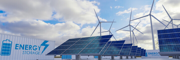 solar cell plant and wind generators in urban area connected to smart grid.energy supply,eolic turbi