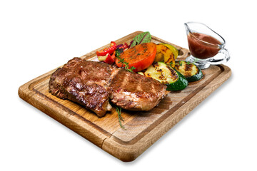 Wall Mural - Tasty steak isolated on white background