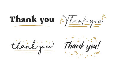 Thank you lettering. Vector illustration hand drawn. Calligraphic thanks message.