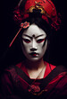 Fancy geisha portrait, AI generated