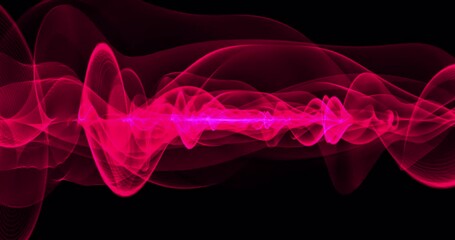Fototapete - Abstract background, video in high quality 4k. Red moving lines and waves look like magical energy beautiful glowing smoke in space or fabric