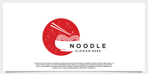 noodle ramen logo design vector with creative concept