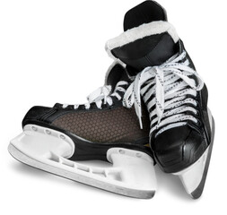 Pair of Black Ice Hockey Skates, Isolated on Transparent Background