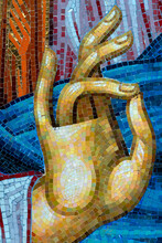 Byzantine Or Orthodox Mosaic Depicting The Blessing Right Hand Of Jesus Christ. Great For Easter Needs.