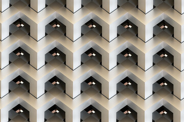 Poster - Geometric grid background. Pattern with white lattice. Geometric texture. Endless white grid. Stylish modern background. Pattern for advertising banner. Three-dimensional grid background. 3d image.