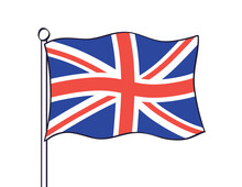 UK, United Kingdom, British Flag Icon Isolated Cartoon Vector Illustration. Great Britain Union Jack.