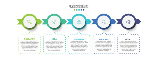 Steps business data visualization timeline process infographic template design with icons