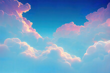 Pink Clouds And Blue Sky Background