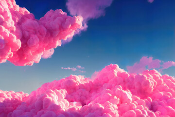 Poster - pink clouds and blue sky background