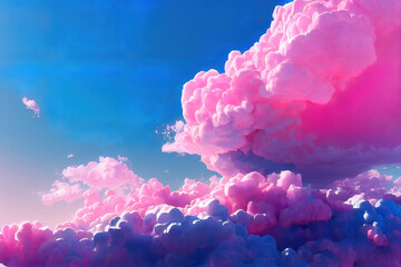 Poster - pink clouds and blue sky background