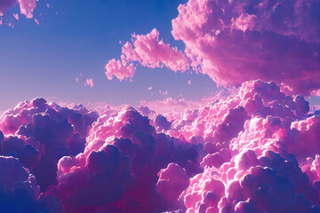 Wall Mural - pink clouds and blue sky background