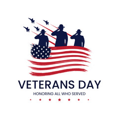 Wall Mural - Happy Veterans Day.  Honoring All Who Served.