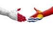 © prehistorik - Handshake between Malta and Kiribati flags painted on hands, isolated transparent image.