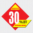 30 percent discount sign icon. Sale symbol. Special offer label