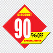 90 percent discount sign icon. Sale symbol. Special offer label
