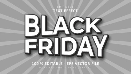 Wall Mural - Editable 3d text effect white black friday modern style isolated on grey background