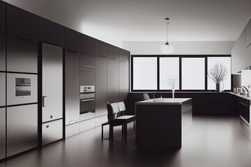 Wall Mural - Modern kitchen interior. Design concept with new stainless steel appliances.