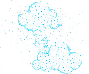 Poster - Data transfer with Cloud computing network concept polygon dot connected line. Concept of cloud server, Storage and data