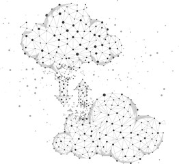 Poster - Data transfer with Cloud computing network concept polygon dot connected line. Concept of cloud server, Storage and data