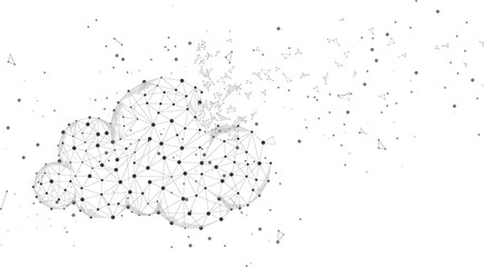 Cloud computing network technology polygon dot connected line with icon : Concept of cloud server, Storage and data