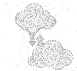 Poster - Cloud computing network technology circuit board graphic style : Concept of cloud server, Storage and data