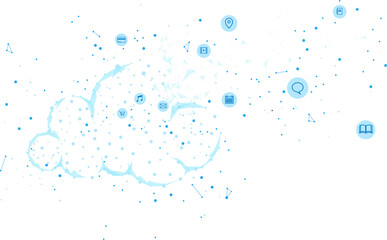Poster - Cloud computing network technology polygon dot connected line with icon : Concept of cloud server, Storage and data