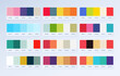 Modern trend color palette catalogue guide in RGB Hex. The palette shades of soft pastel colour sample fashion combination collection.