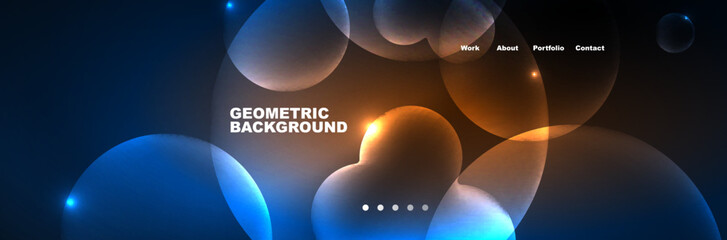 Aufkleber - Neon glowing bubbles, circles magic energy space light concept, abstract background wallpaper design