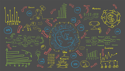   painting figure skating plan work business.modern Idea and Concept Vector illustration Business  with icon,arrow,world,Text 10%-100%.