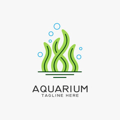 Wall Mural - Aquarium logo design with seaweed lines