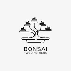 Wall Mural - Bonsai line art logo design