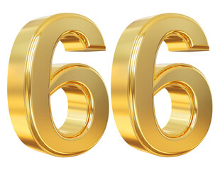 3d number 66 gold