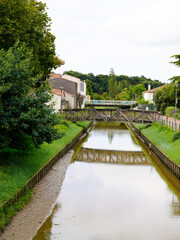 Sticker - river channel in village of Talmont in Vendee France