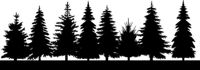 Wall Mural - forest christmas trees black silhouette design isolated vector