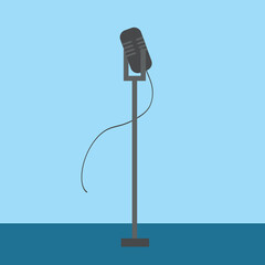 Poster - Microphone on stand, illustration, vector